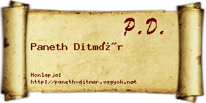 Paneth Ditmár névjegykártya